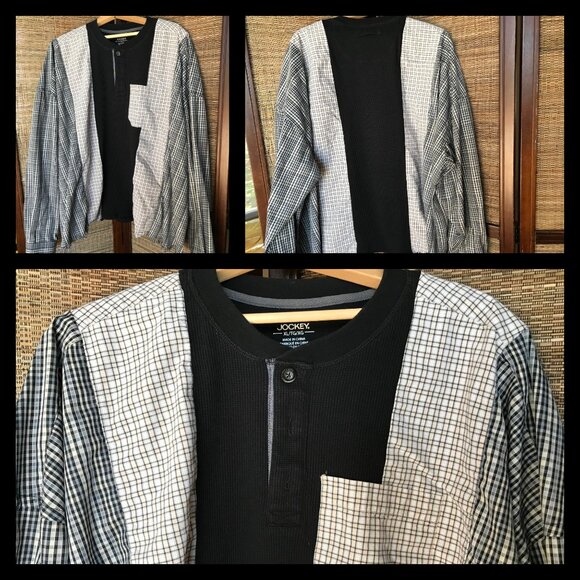 Upcycled Plus Size Mixed Prints Plaid Shirt: Reworked Patchwork Boho Spliced Top - Picture 10 of 10